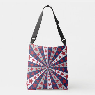 Patriotic Sunburst: American Flag Artwork Tragetaschen Mit Langen Trägern