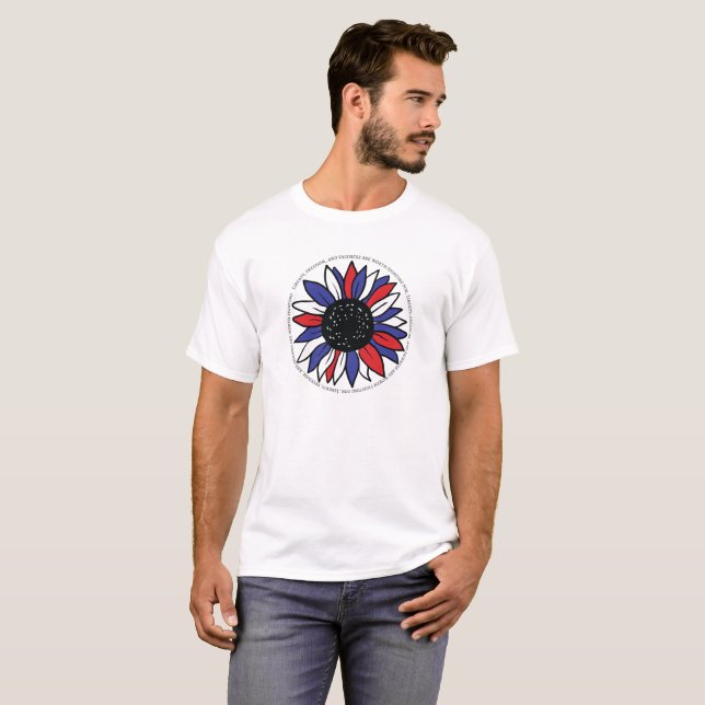 Patriotic Sunflower Liberty Freedom Fairness T-Shi T-Shirt (Vorne ganz)