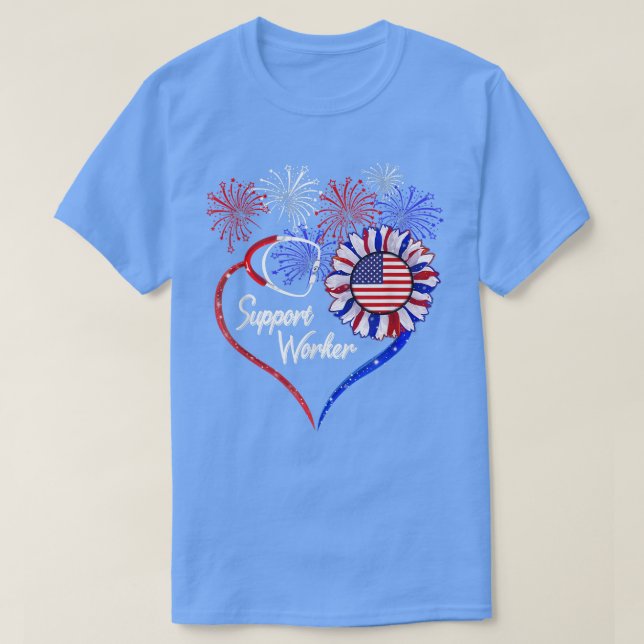 Patriotic Support Worker 4. Juli USA Flag Sunf T-Shirt (Design vorne)