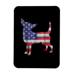 Patriotic Teacup Chihuahua American Flag Embroider Magnet