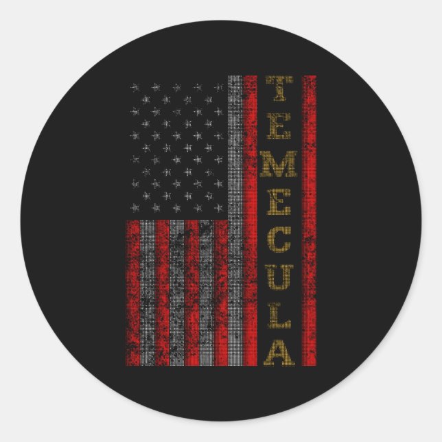 Patriotic Temecula Usa US Flag Runder Aufkleber (Vorderseite)