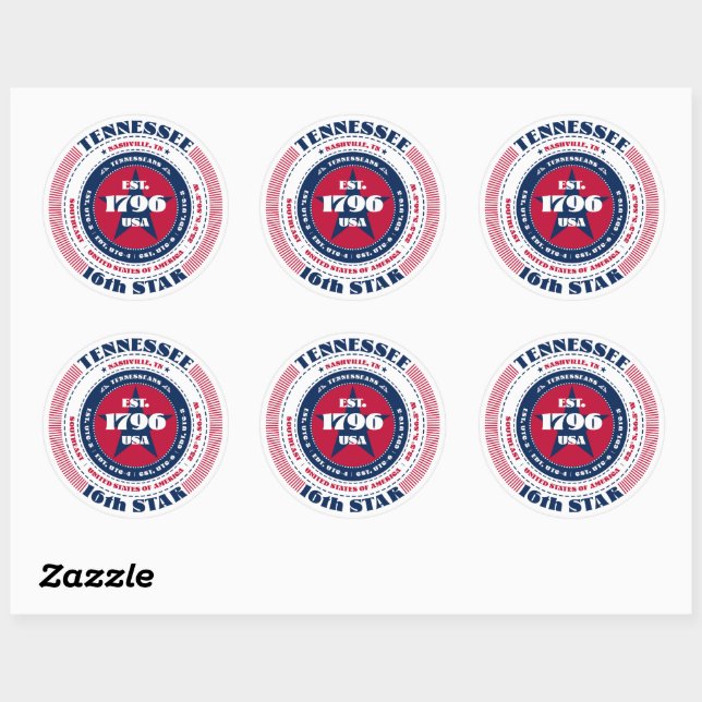 Patriotic Tennessee Circle Design Sticker (Blatt)