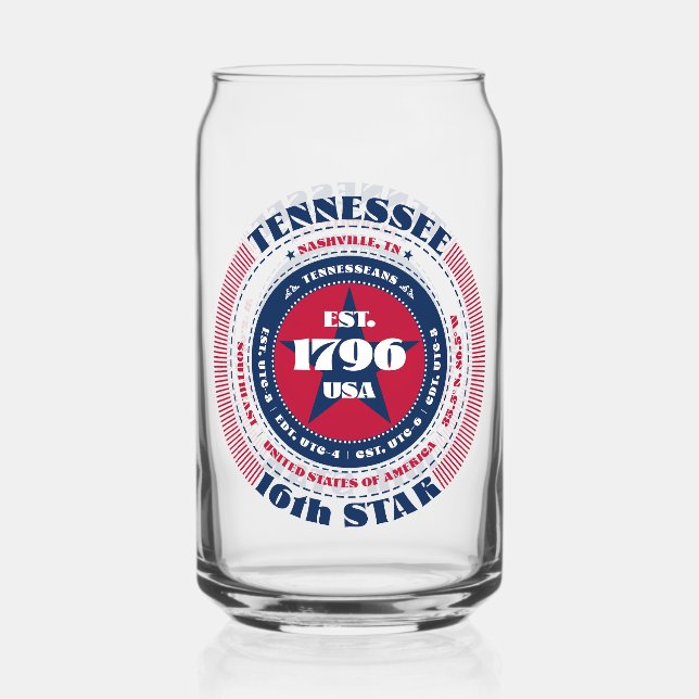 Patriotic Tennessee Typografie Trinkbehälter Set Dosenglas (Vorderseite)