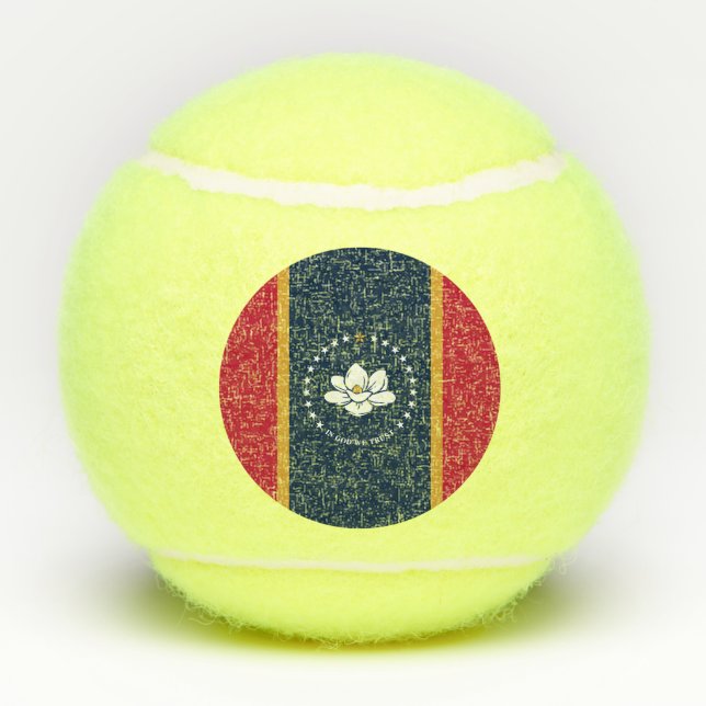 Patriotic Tennis Ball with Flag of Mississippi, US (Rückseite)