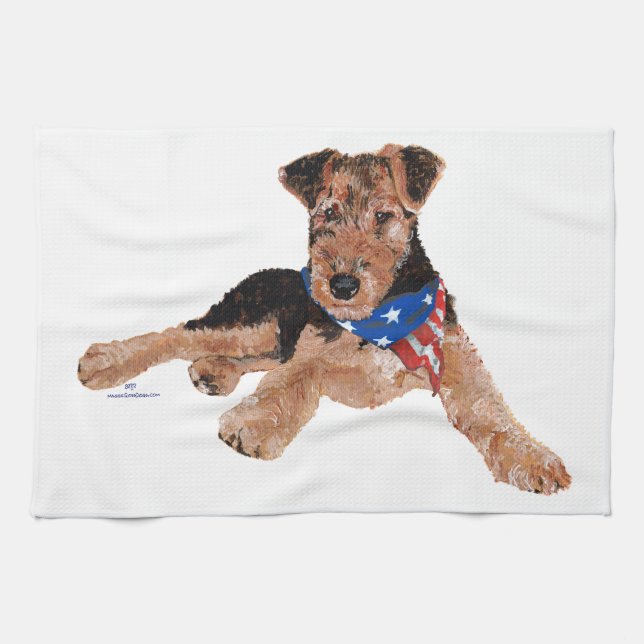 Patriotic Terrier Puppy Geschirrtuch (Horizontal)