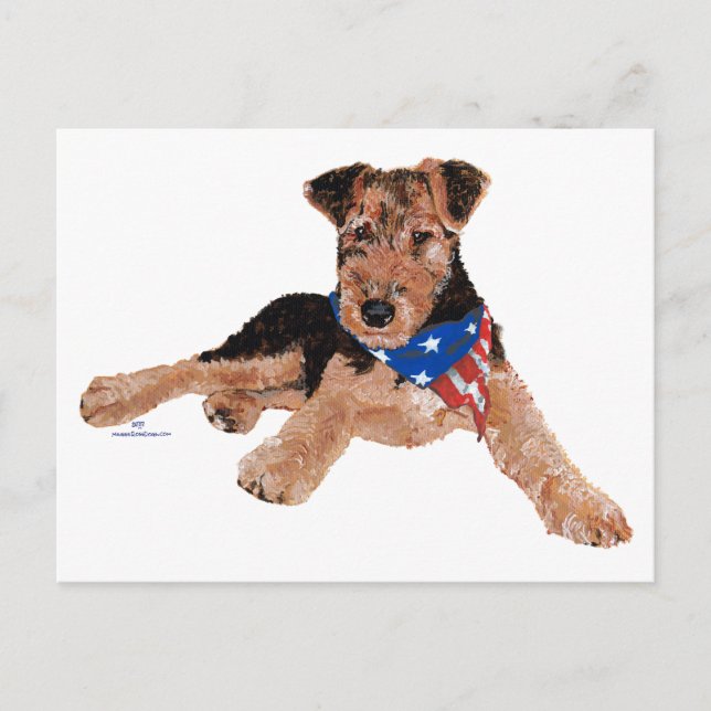 Patriotic Terrier Puppy Postkarte (Vorderseite)