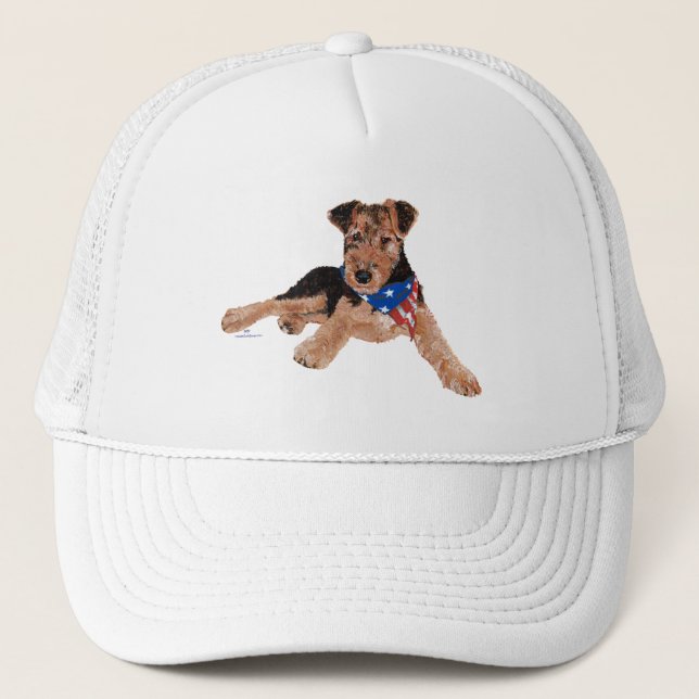 Patriotic Terrier Puppy Truckerkappe (Vorderseite)