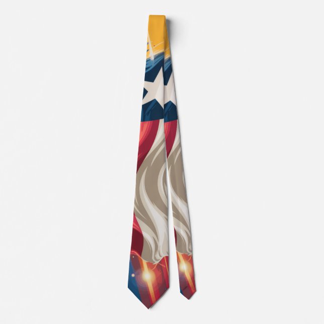 Patriotic Texas Flag Necktie - Rot, Weiß und Blu Krawatte (Vorderseite)