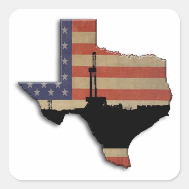 Patriotic Texas Oil Drilling Quadratischer Aufkleber (Vorderseite)