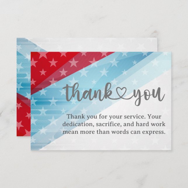 Patriotic Thank You For Your Service Card (Vorne/Hinten)