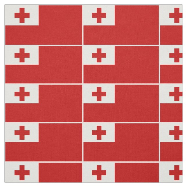 Patriotic Tonga Flag Weiße Grenze Stoff (Muster)