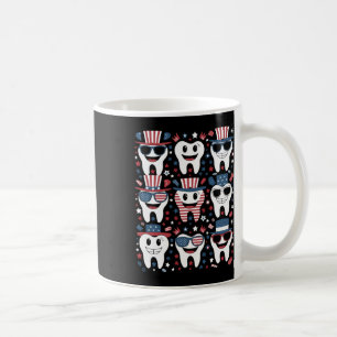 Patriotic Tooth Smile Funny 4. Juli Zahnärzte a Kaffeetasse