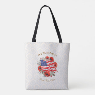 Patriotic Tote Beutel Gott segne Amerika Flagge Po
