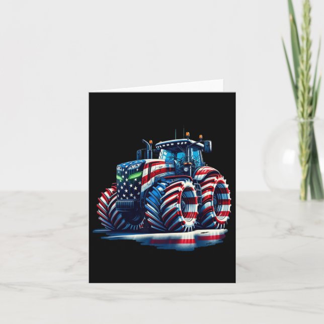 Patriotic Tractor American Flag Karte (Vorderseite)