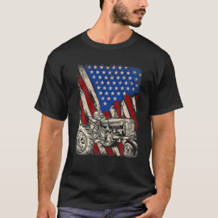 Patriotic Tractor American Flag Traktor Bauer Far T-Shirt
