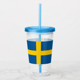 Patriotic Tumbler mit der Flagge Schwedens Acryltrinkbecher