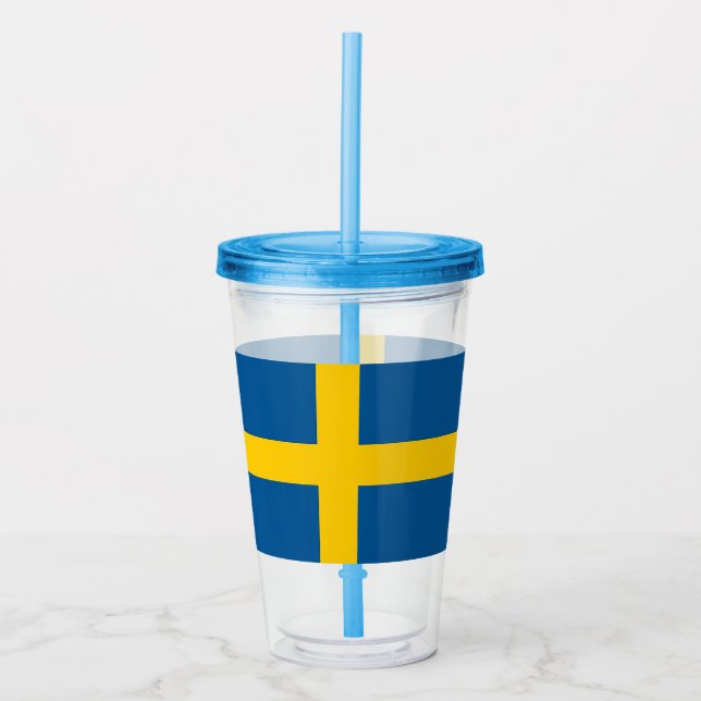 Patriotic Tumbler mit der Flagge Schwedens Acryltrinkbecher (Vorderseite)