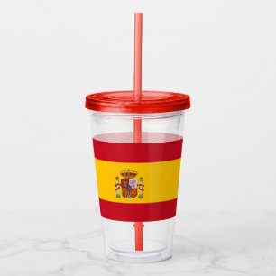 Patriotic Tumbler mit der Flagge Spaniens Acryltrinkbecher