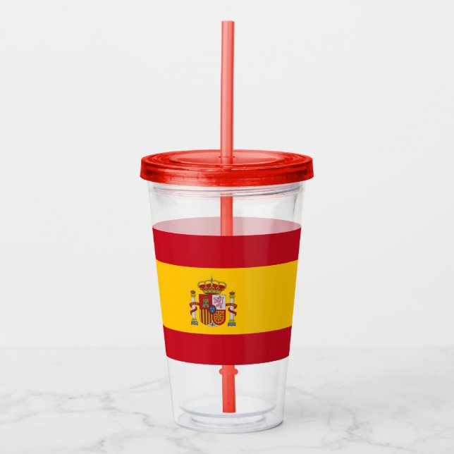 Patriotic Tumbler mit der Flagge Spaniens Acryltrinkbecher (Vorderseite)