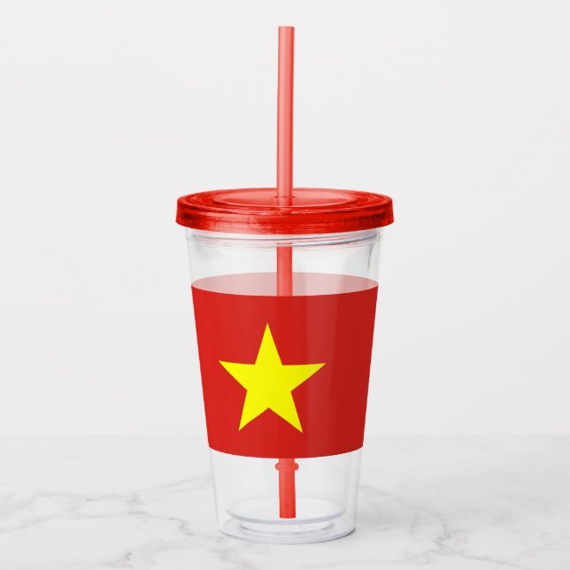 Patriotic Tumbler mit der Flagge Vietnams Acryltrinkbecher (Vorderseite)
