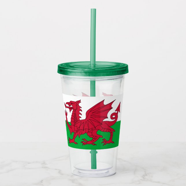 Patriotic Tumbler mit der Flagge von Wales Acryltrinkbecher (Vorderseite)