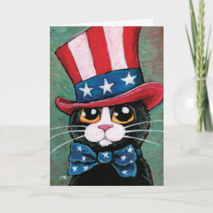 Patriotic Tuxedo Cat Happy 4th of July Karte