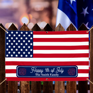 Patriotic U.S. Flag Happy 4. Juli Familienname Banner