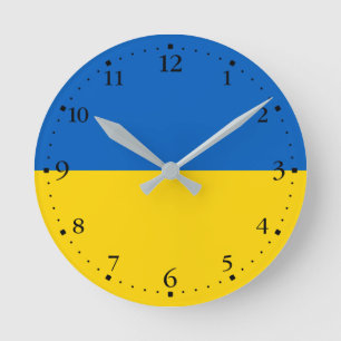 Patriotic Ukraine Flag Runde Wanduhr