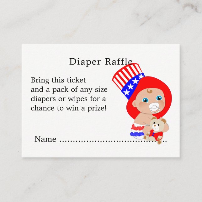 Patriotic Uncle Sam American Baby Diaper Raffle Begleitkarte (Vorderseite)