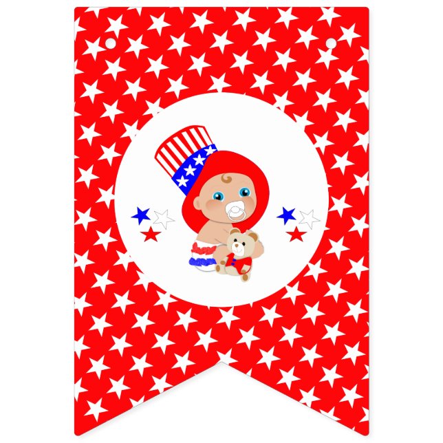 Patriotic Uncle Sam American Baby Personalisiert Wimpelkette (Erste Fahne)