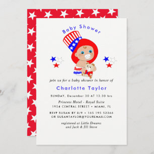 Patriotic Uncle Sam American Baby Shower Einladung