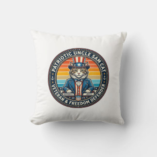 Patriotic Uncle Sam Cat Retro Sunset T-Shirt (2)_1 Kissen