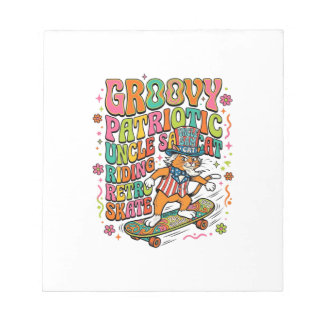 Patriotic Uncle Sam Cat Retro Typography T-Shirt ( Notizblock