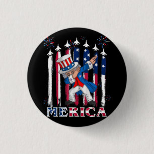 Patriotic Uncle Sam Dabbing 4. Juli Button