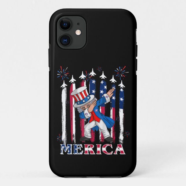 Patriotic Uncle Sam Dabbing 4. Juli Case-Mate iPhone Hülle (Rückseite)