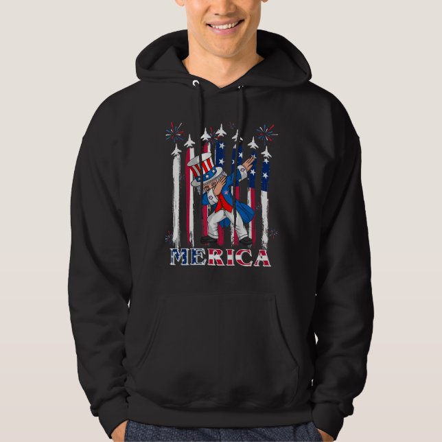 Patriotic Uncle Sam Dabbing 4. Juli Hoodie (Vorderseite)