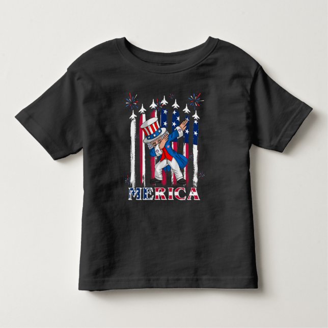 Patriotic Uncle Sam Dabbing 4. Juli Kleinkind T-shirt (Vorderseite)