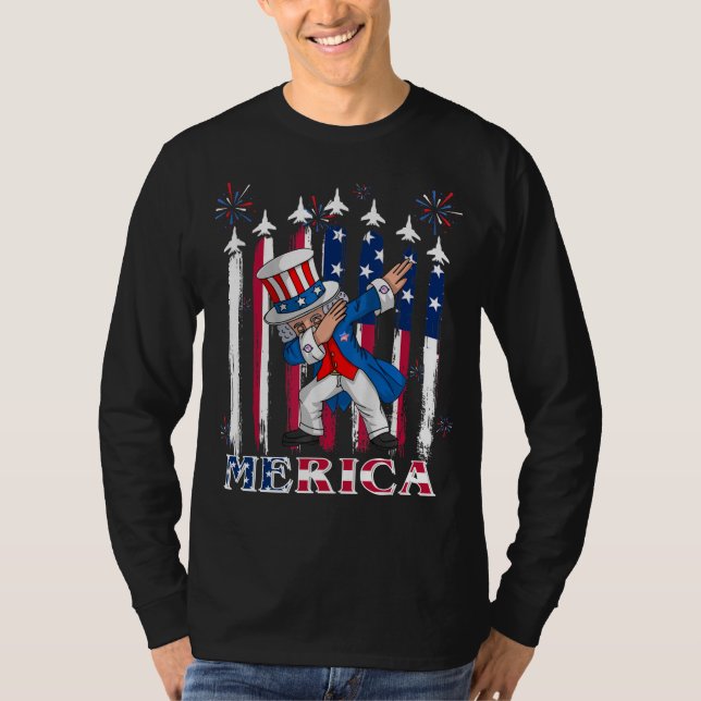 Patriotic Uncle Sam Dabbing 4. Juli T-Shirt (Vorderseite)