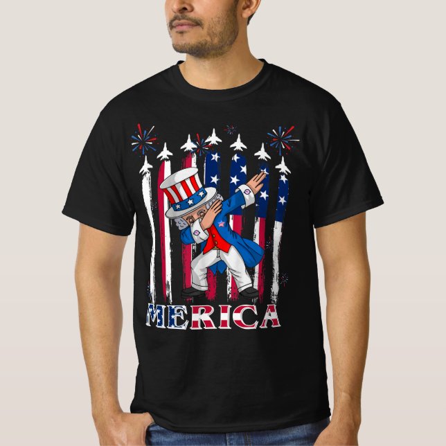 Patriotic Uncle Sam Dabbing 4. Juli T-Shirt (Vorderseite)