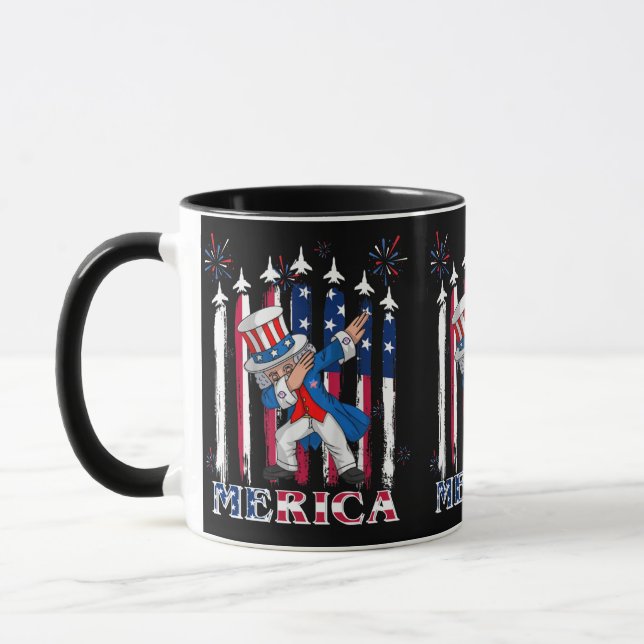 Patriotic Uncle Sam Dabbing 4. Juli Tasse (Links)