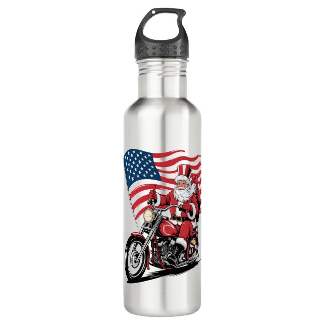Patriotic Uncle Sam Motorcycle Edelstahlflasche (Vorderseite)