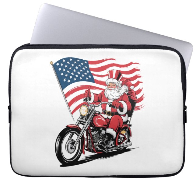 Patriotic Uncle Sam Motorcycle Laptopschutzhülle (Vorderseite)
