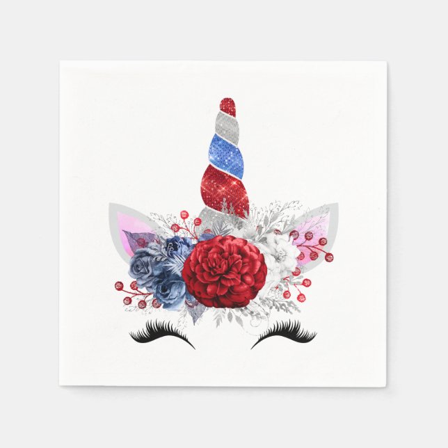 Patriotic Unicorn Napkins Serviette (Vorderseite)