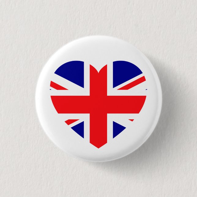 Patriotic Union Jack Liebe Heart Red White Blue Button (Vorderseite)