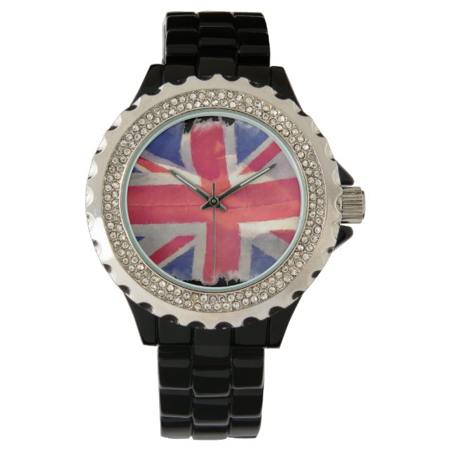 Patriotic Union Jack, UK Gewerkschaft Flag Armbanduhr (Vorderseite)