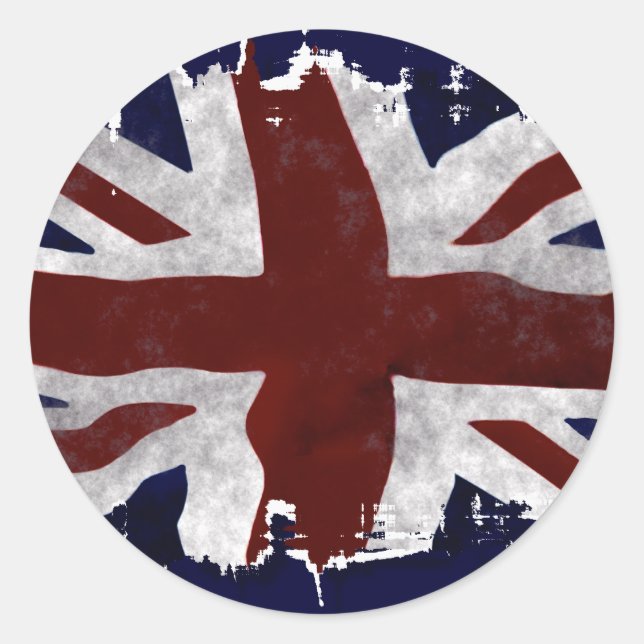 Patriotic Union Jack, UK Gewerkschaft Flag Runder Aufkleber (Vorderseite)