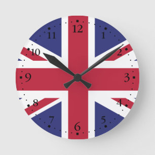 Patriotic United Kingdom Flag Runde Wanduhr