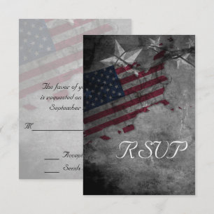 Patriotic United Staaten American Flag Wedding RSVP Karte