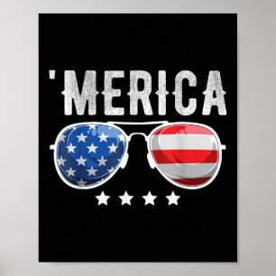 Patriotic US America Flag Sungles 4. Juli Meri Poster