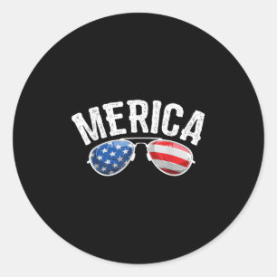 Patriotic Us America Flag Sungles Merica 4. Ju Runder Aufkleber